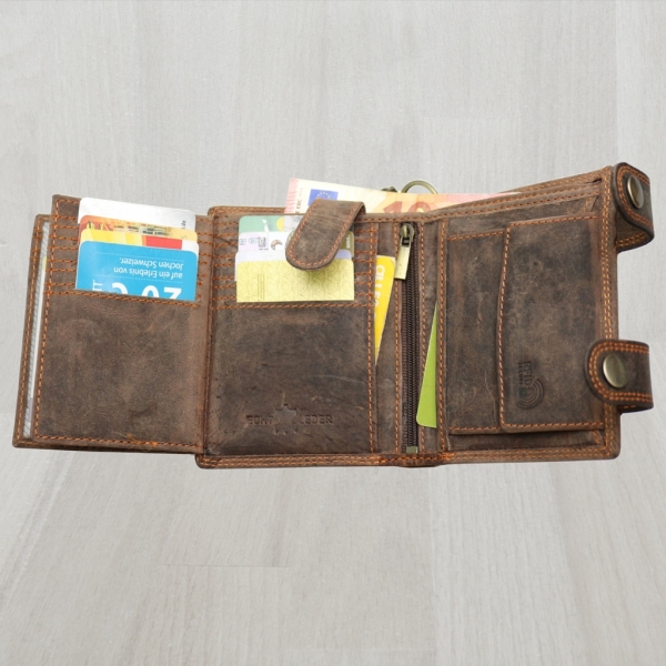 Flevado Herrengeldbörse Echt Leder RFID Schutz Hochformat